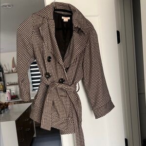 Women's Houndstooth Double-Breasted Coat